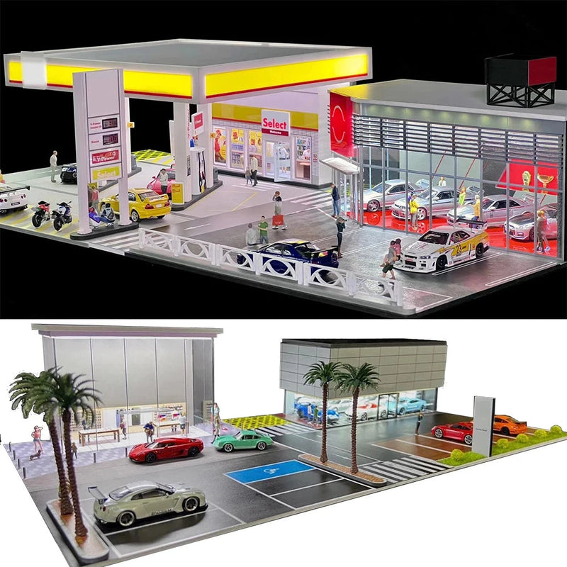 1/64 Diorama para carros (vários cenários)